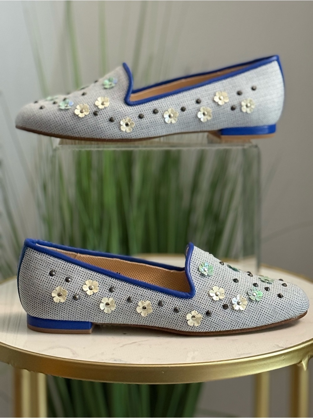 Jon Josef Floral Embellished Loafer Flats